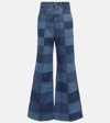 Chloé Patchwork High-rise Wide-leg Jeans In Blue