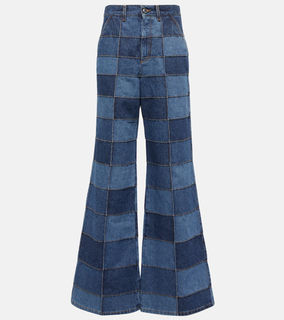 CHLOÉ PATCHWORK HIGH-RISE FLARED JEANS
