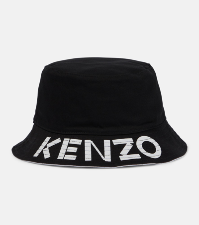 Kenzo Logo-print Reversible Bucket Hat In Black