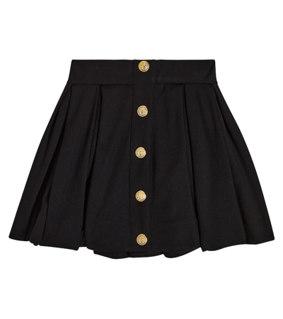 Balmain Kids' Button-detail Pleated Skirt In Nero
