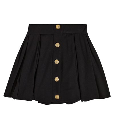 Balmain Kids' Button-detail Pleated Skirt In Black