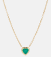 Octavia Elizabeth Heart & Toggle 18kt Gold Necklace With Emerald In Gold