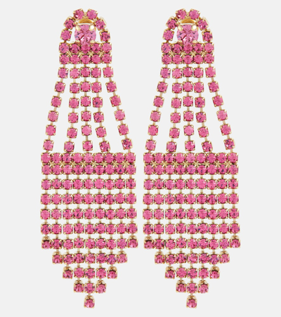 Oscar De La Renta Crystal Fan Earrings In Rose