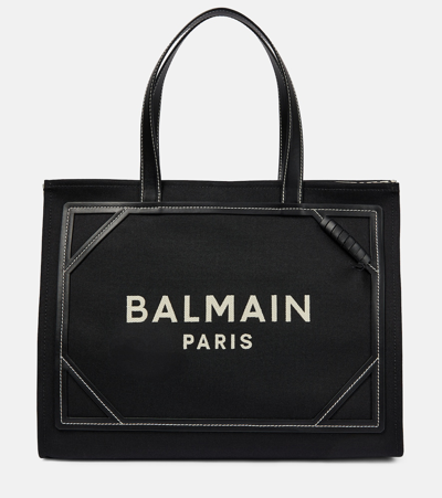 Balmain B-army Medium Canvas Tote Bag In Black