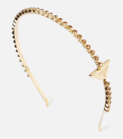 Prada Embellished Headband In Gold