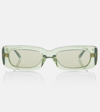 Attico X Linda Farrow Mini Marfa Rectangular Sunglasses In Green