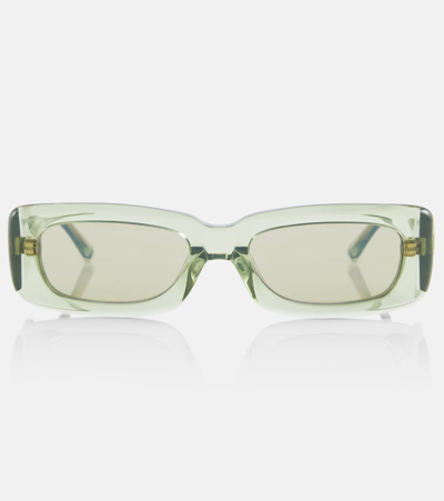 Attico X Linda Farrow Mini Marfa Rectangular Sunglasses In Green