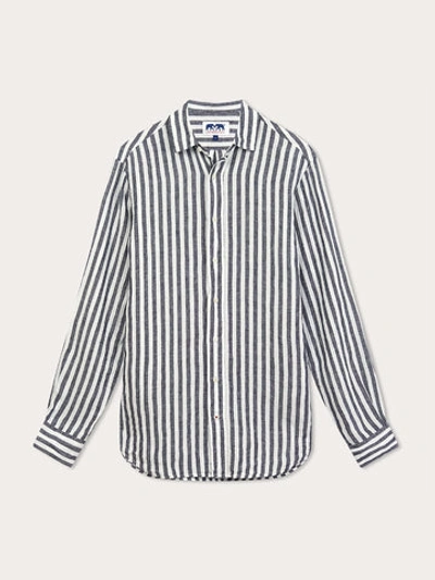 Love Brand & Co. Men's Navy Lines Abaco Linen Shirt