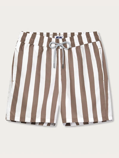 Love Brand & Co. Men's Tan Candy Stripe Staniel Swim Shorts