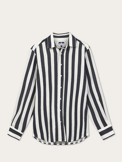 Love Brand & Co. Men's Navy Candy Stripe Abaco Linen Shirt