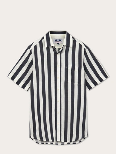 Love Brand & Co. Men's Navy Candy Stripe Manjack Linen Shirt