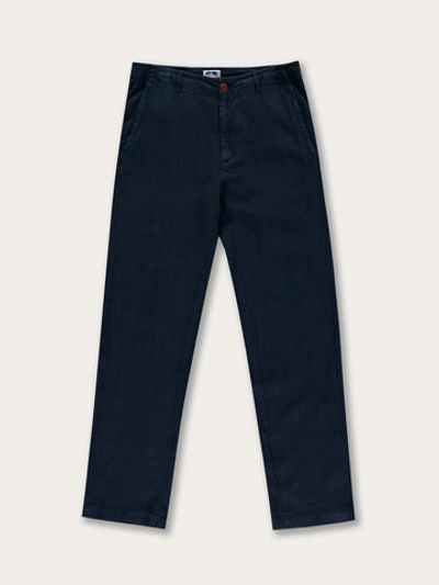 Love Brand & Co. Mens Navy Blue Randall Linen Trousers