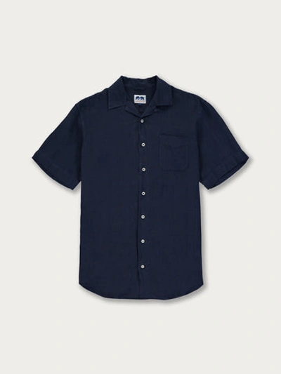 Love Brand & Co. Mens Navy Blue Arawak Linen Shirt