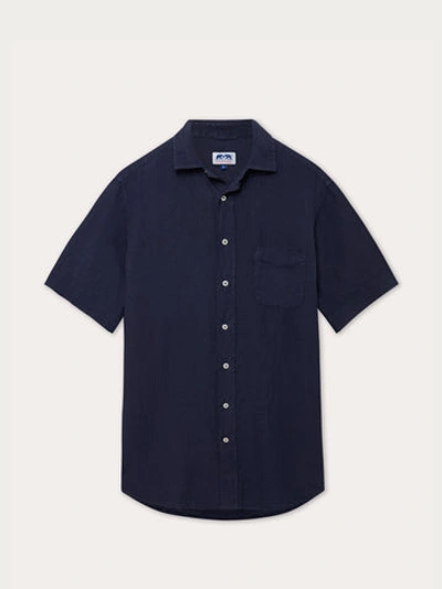 Love Brand & Co. Men's Navy Blue Manjack Linen Shirt