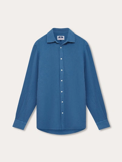 Love Brand & Co. Men's Deep Blue Galliot Cotton Shirt