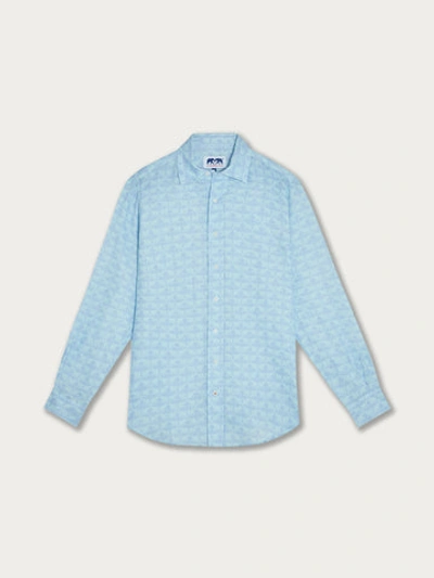 Love Brand & Co. Men's Elephant Dance Blue Abaco Linen Shirt