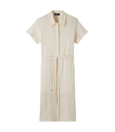 Apc Off-white Marinella Midi Dress In Aac Off White