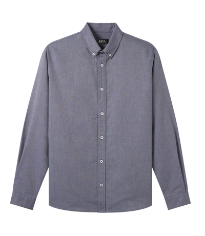 Apc Button Down Shirt In Iaj - Navy Blue