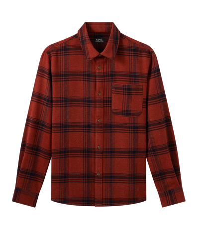 Apc Trek Checked Cotton-blend Flannel Shirt In Eaf - Brick Red