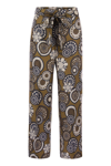 S Max Mara Silk Trouser With All-over Print In Ochre