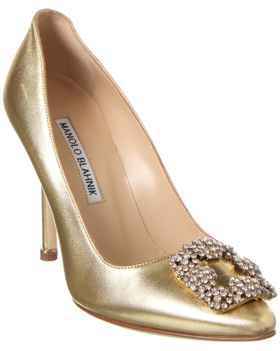 Manolo Blahnik Hangisi 105 Nappa Pump In Gold