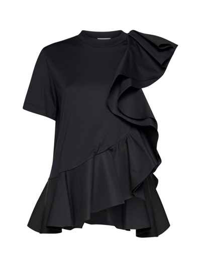 ALEXANDER MCQUEEN ALEXANDER MCQUEEN ASYMMETRIC RUFFLED CREWNECK TOP