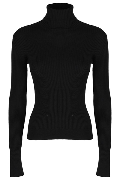 Moschino Turtleneck Knitted Jumper In Black