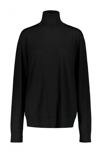 The Row Dembe Mock Neck Knit Top In Black