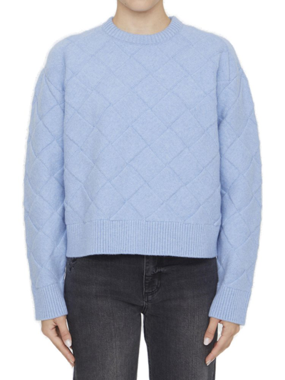 Bottega Veneta Braided Knit Wool Sweater In Admiral