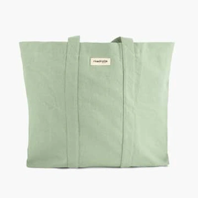 Rive Droite Marcel Mint Green Recycled Cotton Canvas Giant Tote Bag