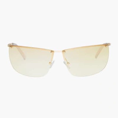 Le Specs Womens Gold Y2ok Wrap-shape Mirrored-lens Metal Sunglasses