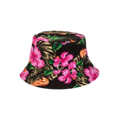 &quirky Hawaiian Print With Pink Flower Bucket Hat