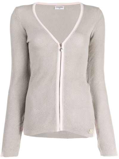 Pre-owned Chanel 2003 Sports Line Zip-front Top In Grey