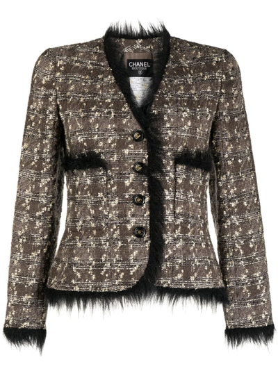 Pre-owned Chanel 1994 Single-breasted Tweed Jacket In Brown