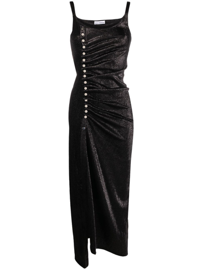 Paco Rabanne Stud-detailed Metallic Maxi Dress In Black
