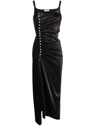 RABANNE STUD-DETAILED METALLIC MAXI DRESS