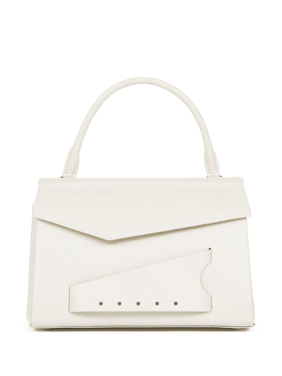 Maison Margiela Small Grained Leather Tote Bag In White