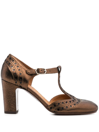 Chie Mihara Wante Laminated Leather Pumps In Brown