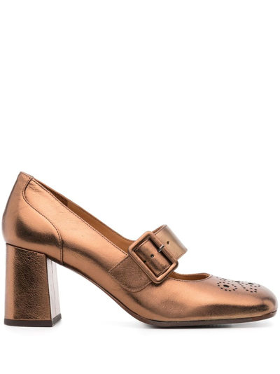 Chie Mihara Paypau Laminated Leather Pumps In Brown