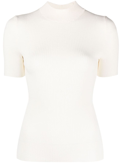 Hugo Ribbed-knit High-neck T-shirt In White