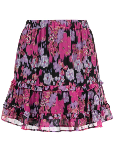 Liu •jo Floral-print Ruffled Miniskirt In Pink