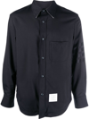 Thom Browne Stripe-detail Press-stud Shirt In Blue
