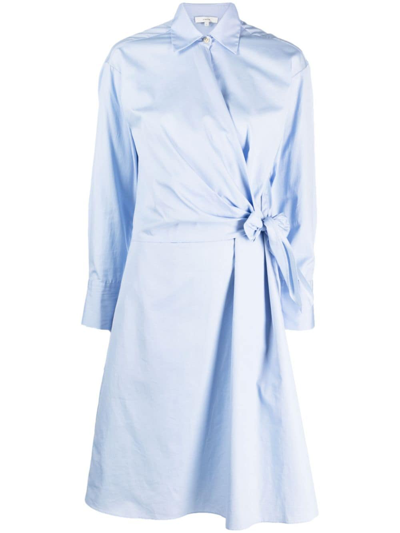 Vince Long-sleeve Short Wrap Shirtdress In Light Kyanite