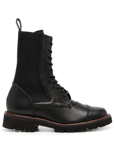 Y's Lace-up Ankle Boots In Black