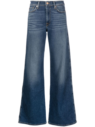 7 For All Mankind Mid-rise Wide-leg Jeans In Blue