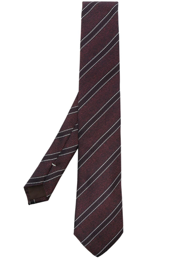 Canali Stripe-pattern Silk Tie In Red