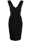 HERVE L LEROUX SWEETHEART-NECK MIDI DRESS