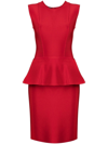 Herve L Leroux Peplum Pencil Dress In Red