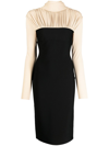 Herve L Leroux Blouse Pencil Dress In Brown