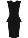 Herve L Leroux Peplum-waist Dress In Black